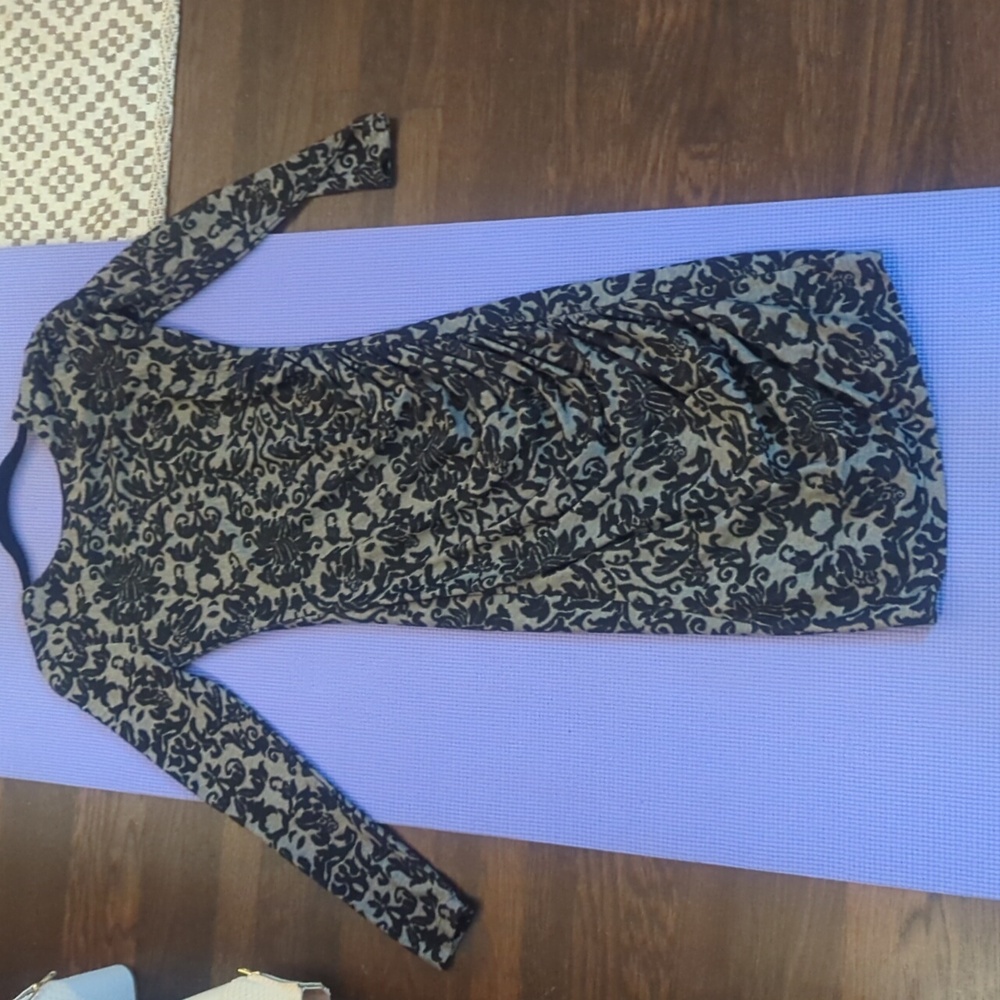 Ganni Black and Gray Long Sleeve Dress